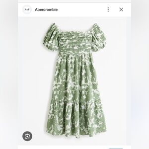 Abercrombie & Fitch Green and White Emerson off the shoulder Midi